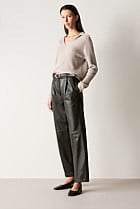 Leather Pleat Front Pant