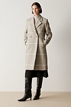 Undyed Wool Blend Check Car Coat