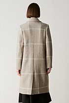 Undyed Wool Blend Check Car Coat