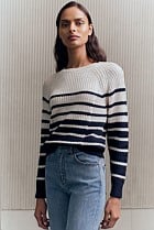 Mercerised Cotton Striped Cable Knit