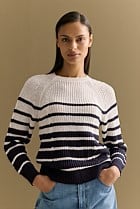 Mercerised Cotton Striped Cable Knit