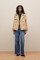 Cotton Twill Cropped Trench Coat