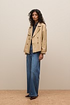 Cotton Twill Cropped Trench Coat