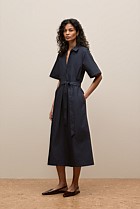 Cotton Poplin Belted Popover Dress