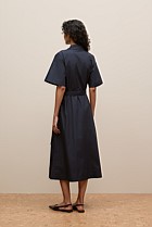 Cotton Poplin Belted Popover Dress
