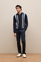 Merino Graphic Stripe Long Sleeve Polo