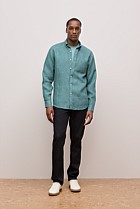 Regular Fit Linen Micro Check Long Sleeve Shirt