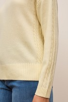Wool Cashmere Cable Detail Crew