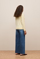 Wool Cashmere Cable Detail Crew