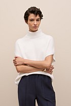 Cotton Cashmere Sleeveless High Neck Knit