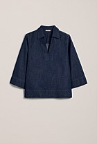 Soft Denim Collared Popover