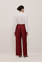Linen Twill Pintucked Wide Leg Pant