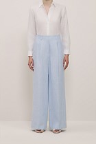 Yarn Dyed Linen Pleat Detail Pant