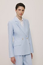 Yarn Dyed Linen Double Breasted Blazer