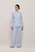 Yarn Dyed Linen Double Breasted Blazer