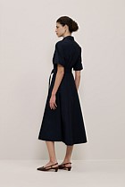 Poplin Pleat Detail Short Sleeve Dress