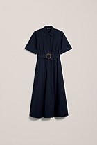 Poplin Pleat Detail Short Sleeve Dress