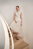 Yarn Dyed Linen Bias Slip Skirt