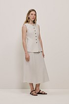 Yarn Dyed Linen Bias Slip Skirt