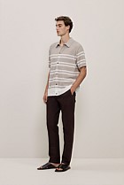 Cotton Linen Stripe Knit Shirt