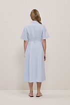 Linen Belted Short Sleeve Shirt Dress