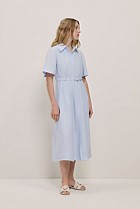Linen Belted Short Sleeve Shirt Dress