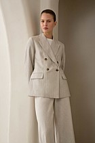 Linen Stripe Double Breasted Blazer