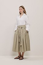 Poplin Pleated Midi Skirt