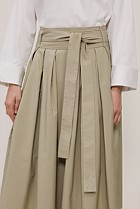 Poplin Pleated Midi Skirt