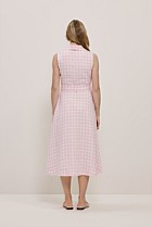 Gingham Linen Sleeveless Shirt Dress