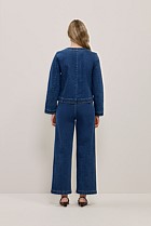Collarless Cropped Denim Jacket