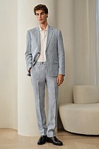 Textured Linen Straight Leg Trouser
