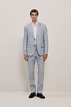 Textured Linen Straight Leg Trouser