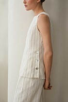 Linen Pinstripe Sleeveless Top