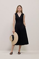 Linen Panel Detail Sleeveless Dress