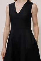 Linen Panel Detail Sleeveless Dress