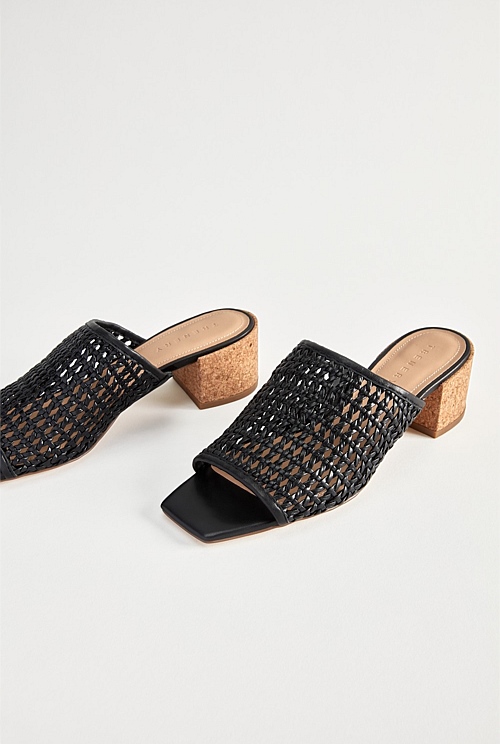 Black Genie Woven Mid Heel - WOMEN Shoes | Trenery