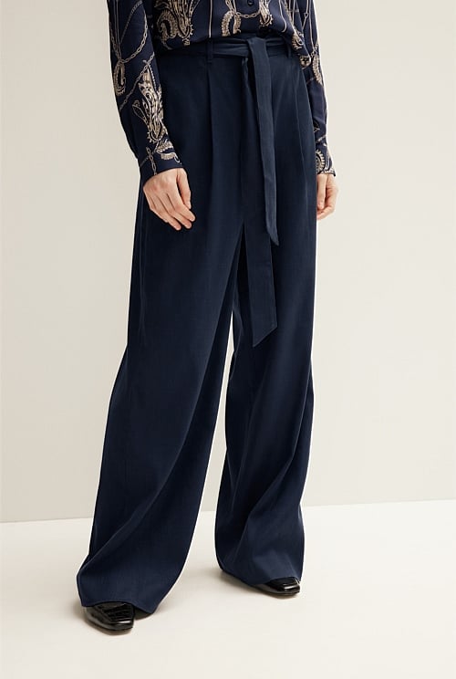 Night Sky Pleat Front Wide Leg Pant - WOMEN Pants | Trenery