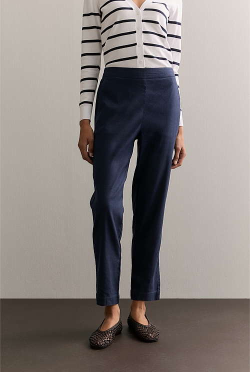 Night Sky Stretch Linen Blend Pull On Pant - WOMEN Pants | Trenery