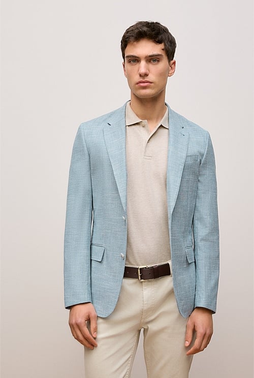 Mens Chambray Sportcoat - Chambray Blazer - Summer Cotton Blazer Seafoam