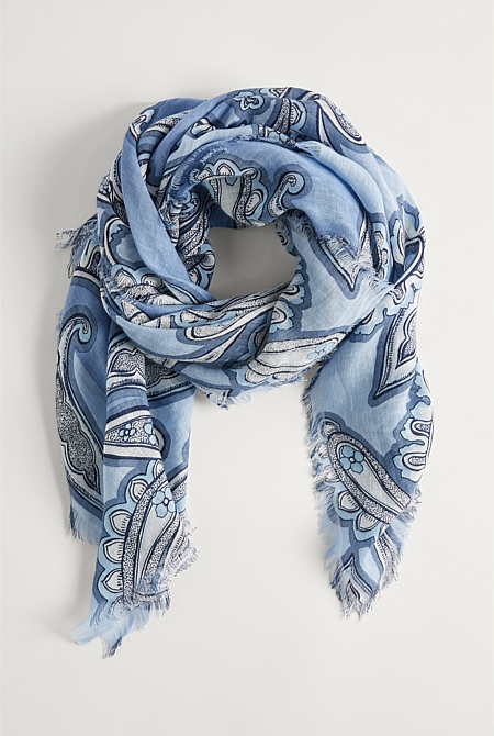 Floating Paisley Print Scarf