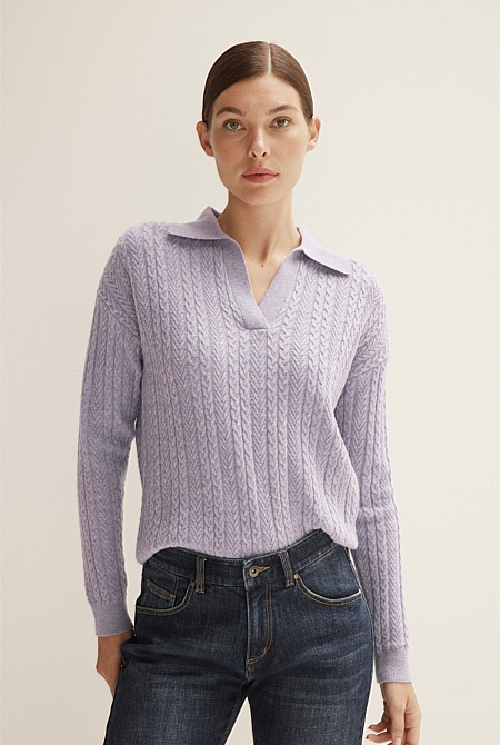 Cable Half Placket Pullover