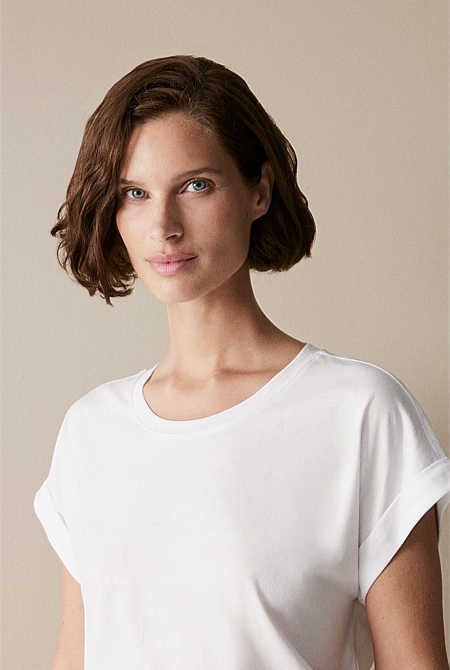 Pima Cotton Cuff Sleeve T-Shirt