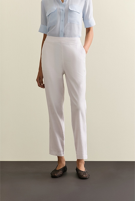 Stretch Linen Blend Pull On Pant