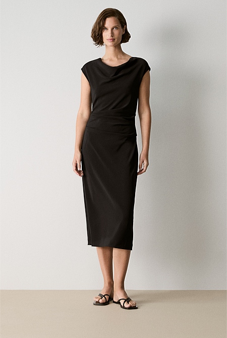 Jersey Ottoman Ruched Front Dress