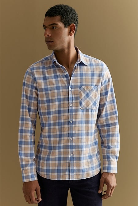 Regular Fit Cotton Herringbone Check Shirt