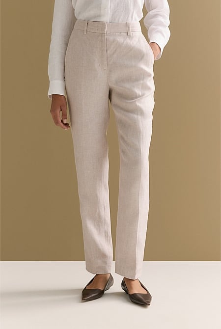 Yarn Dyed Linen Tapered Trouser