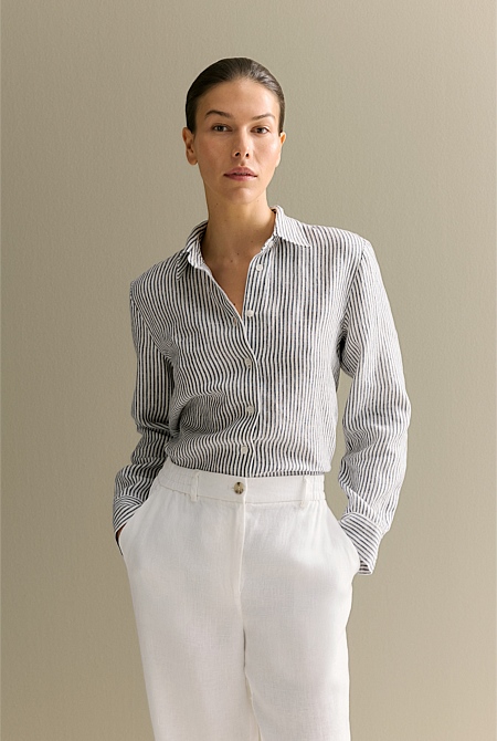 Yarn Dyed Linen Stripe Shirt