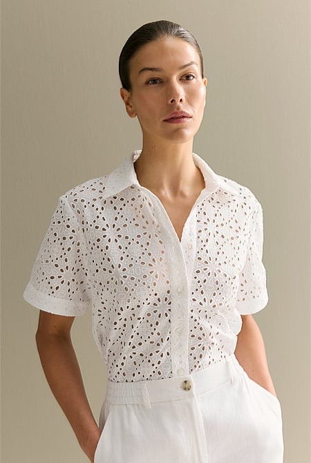 Broderie Anglaise Short Sleeve Shirt