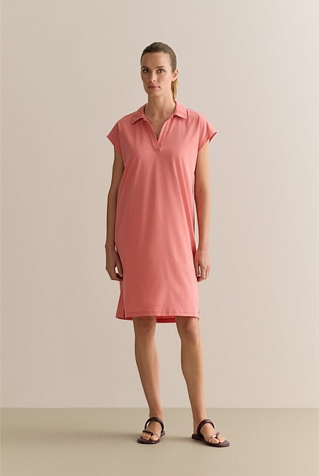 Cotton Interlock Polo Dress